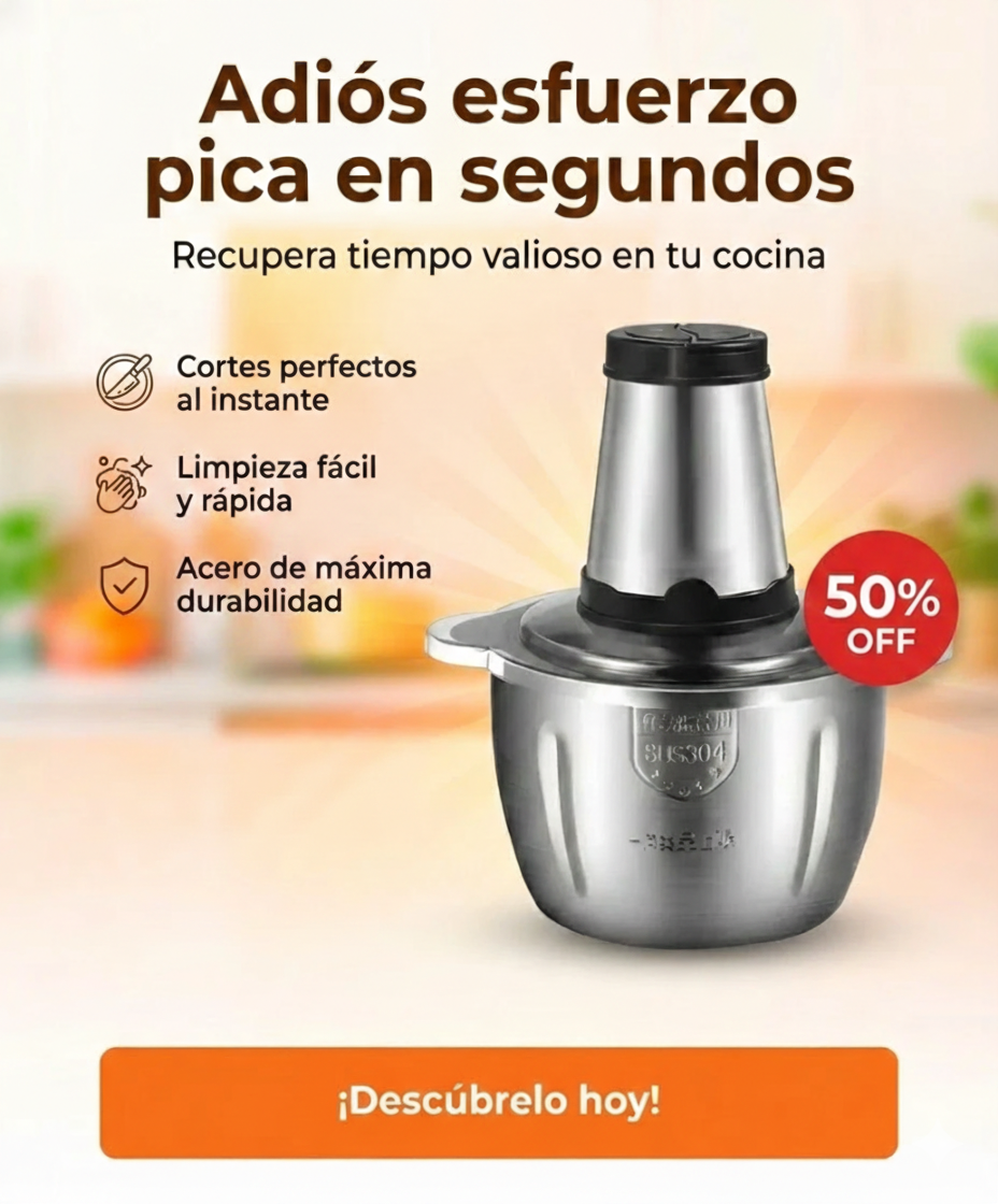 Picadora de Alimentos Eléctrica de Acero Inoxidable