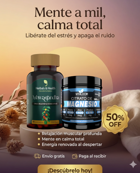 Combo Citrato de Magnesio + Ashwagandha para un Sueño Reparador