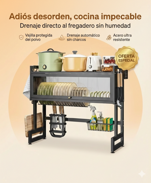 Escurridor de plato con almacenamiento