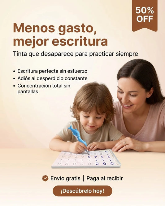 Cuaderno mágico de Caligrafía en español (regalo de 10 Minas de Tinta Mágica)